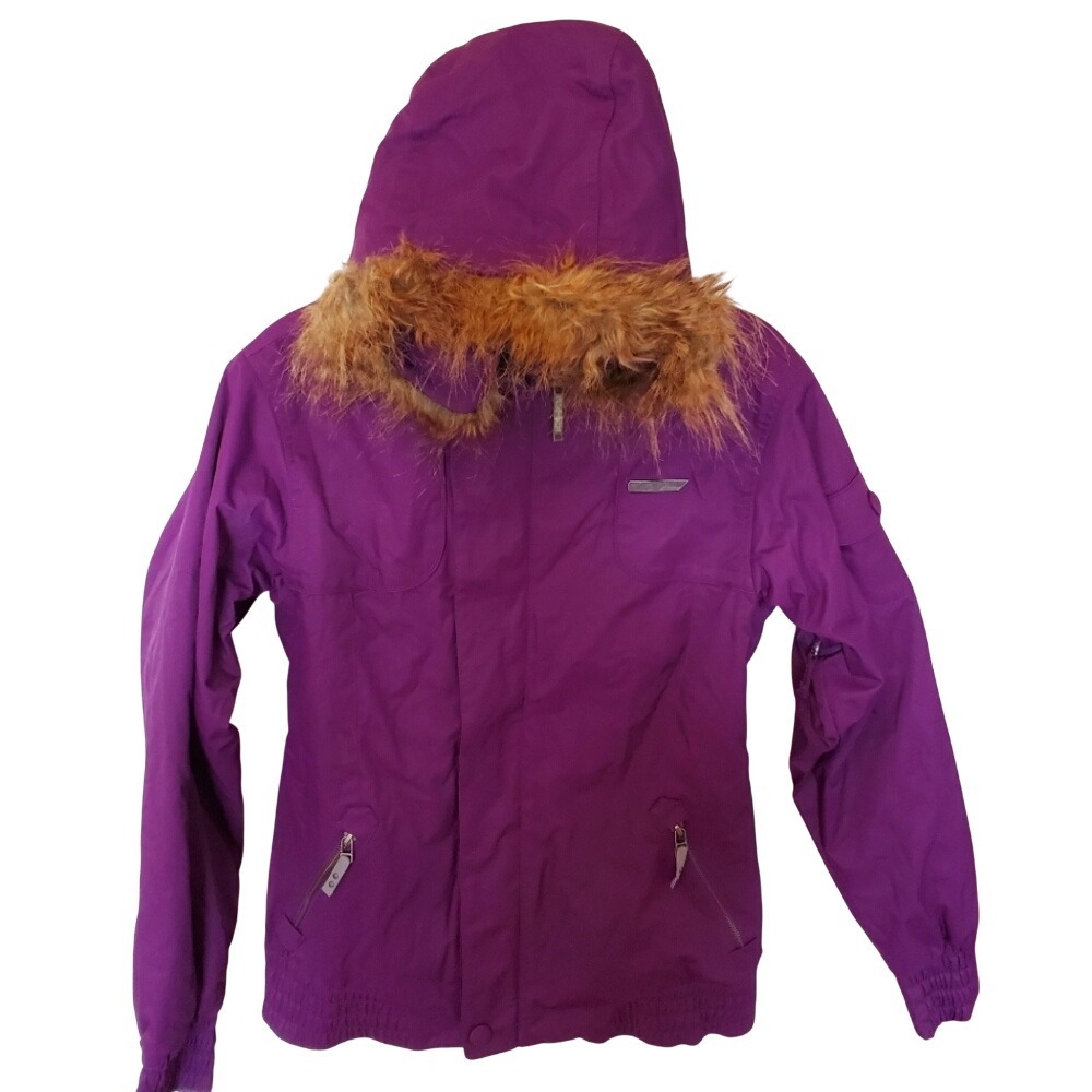 Sims Snowboarding Jacket Womens Medium Purple Faux Fur Hood Ski Winter Coat